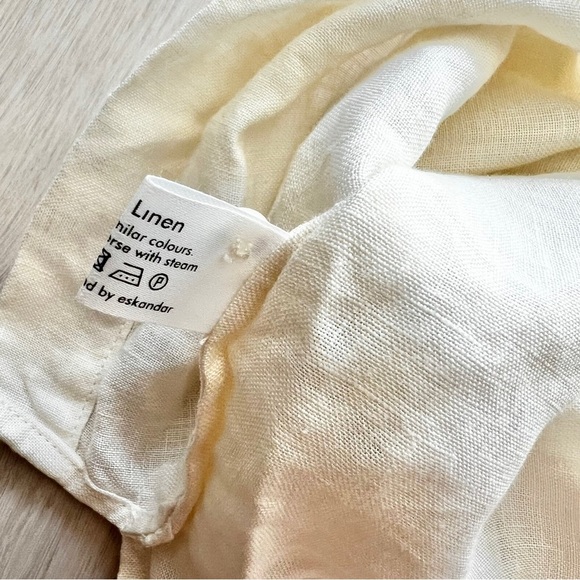 Eskandar Boxy Linen Loose Fit Button Neck Blouse Shirt One Size Made In England - Picture 4 of 7